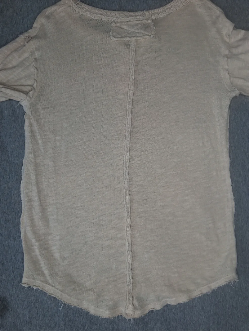 We The Free Free People Phoebe Long Sleeve Henley Shirt Top Tan Beige Cotton M